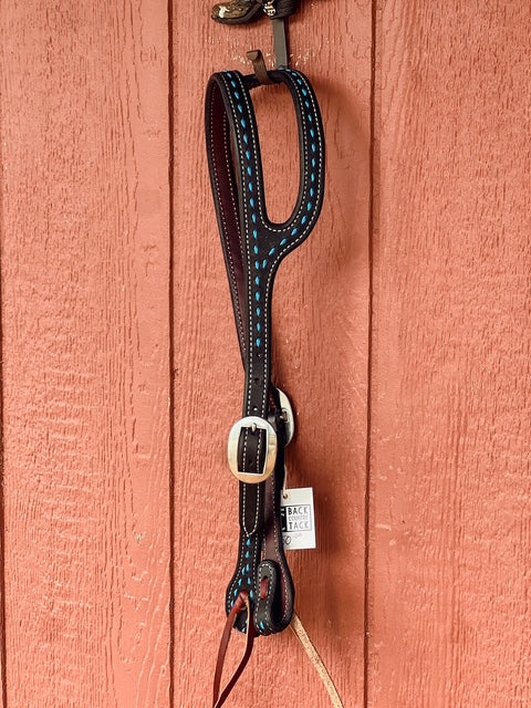 HJ Turqouise Buckstitch One Ear Headstall