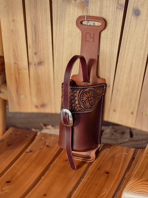 HJ Tooled Back Cinch Water Bottle Holder