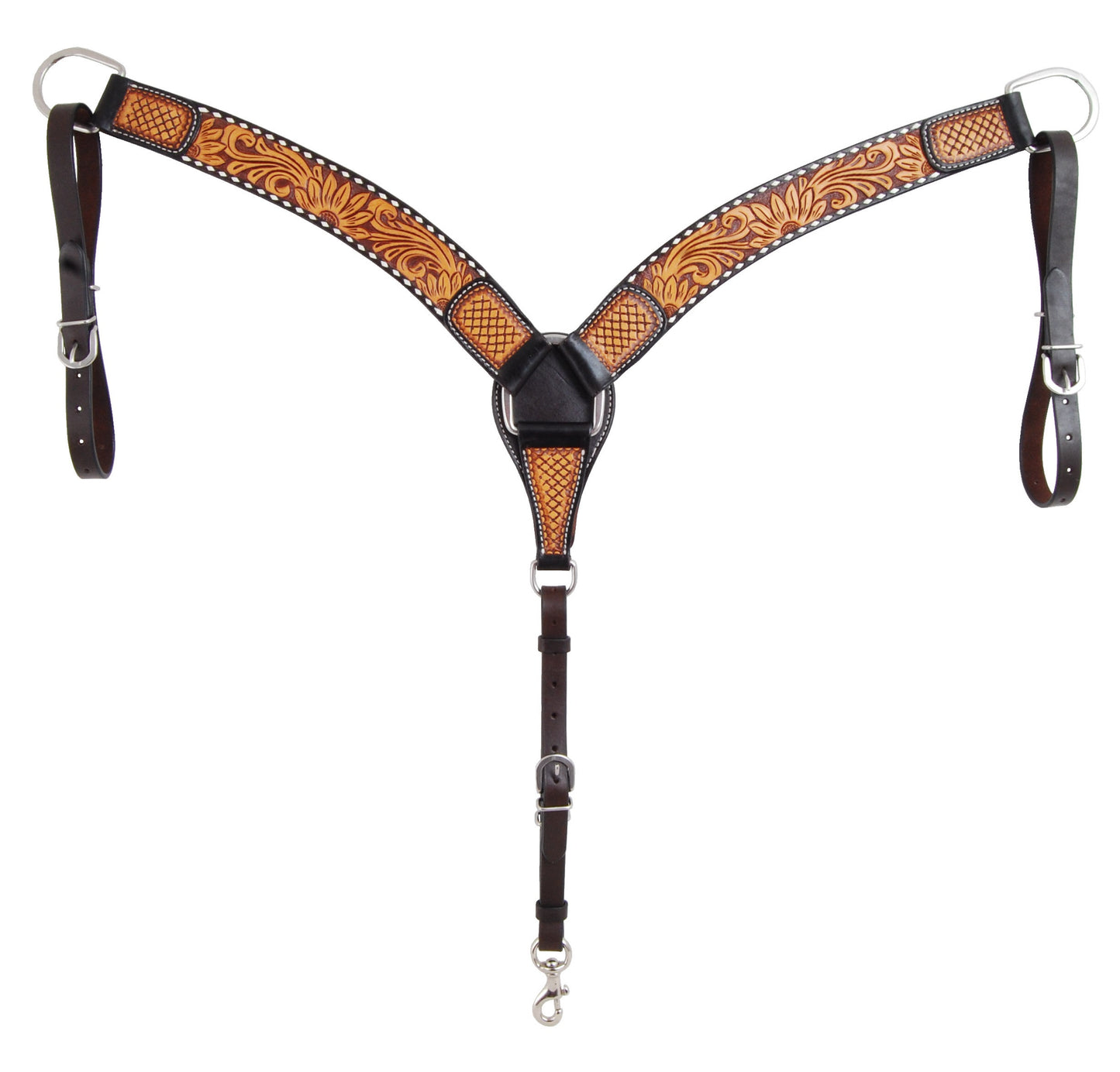 Rafter T Ranch Floral Sunflower Tooled Breast Collar 3"