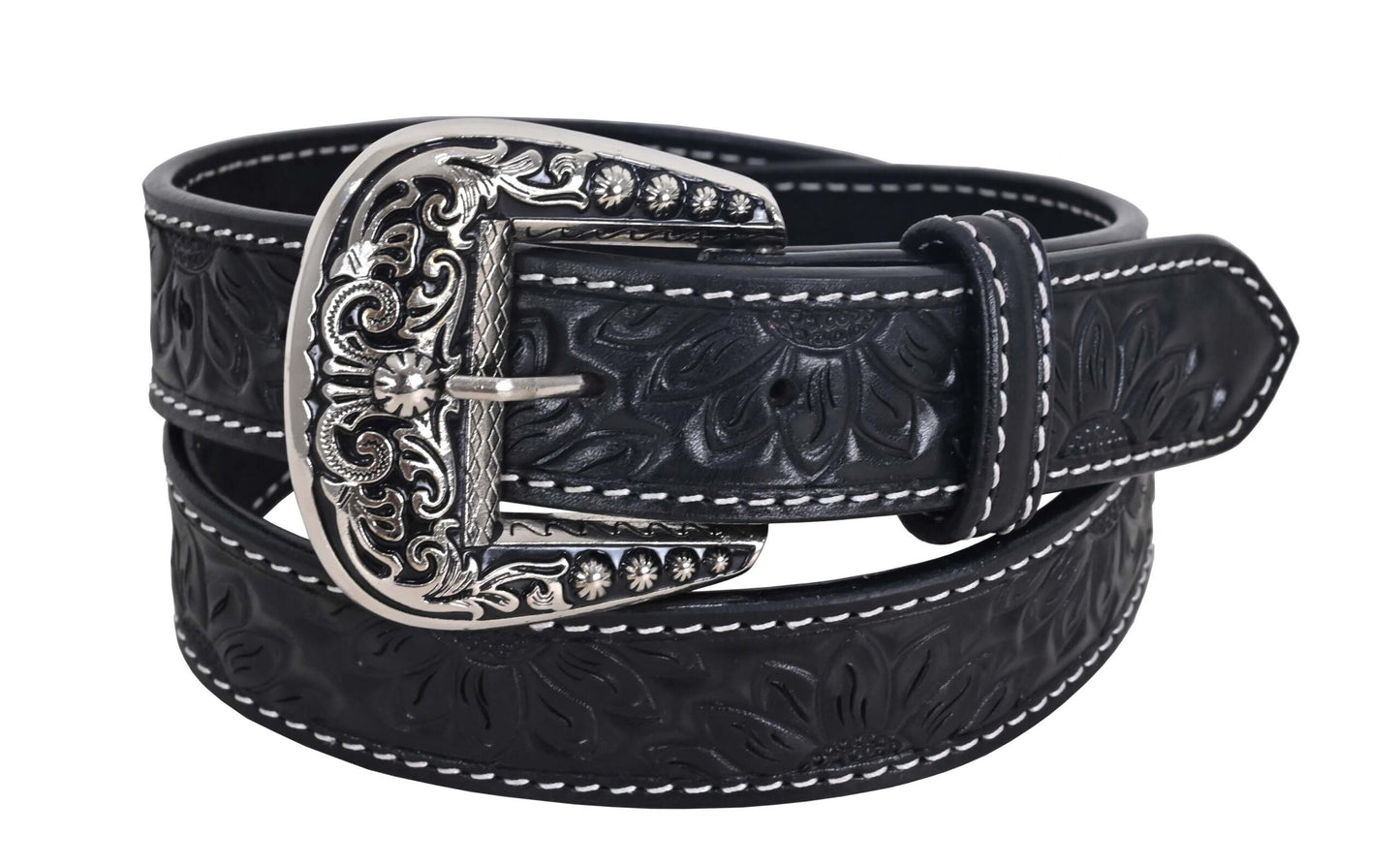 Rafter T Ranch Black Tooled Belt