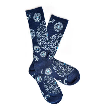 Lucky Chuck- Fringe Concho Circular Crew Sock Navy