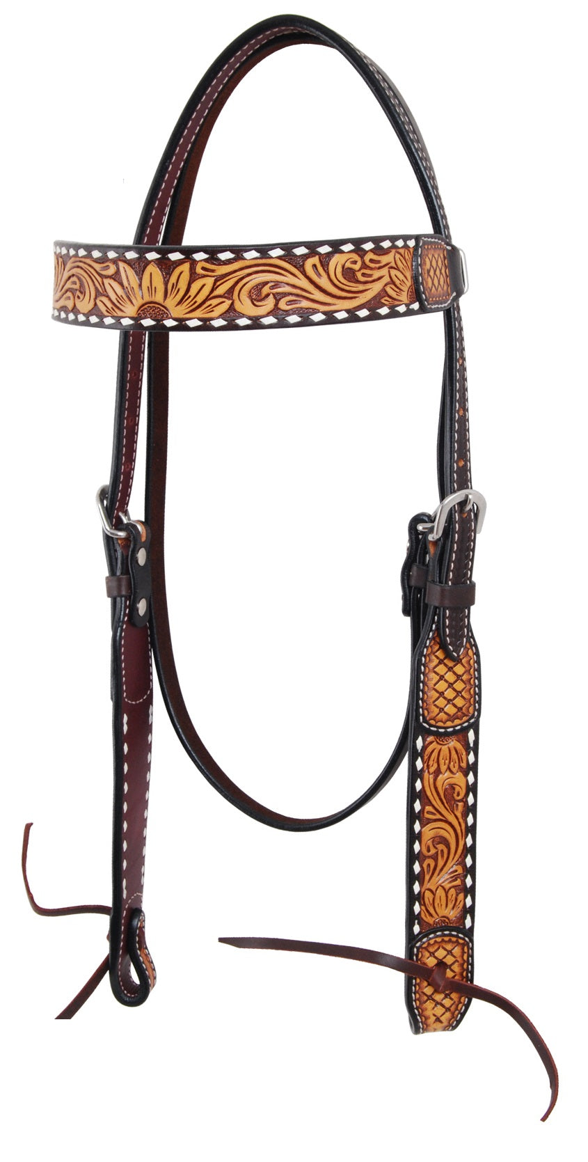 Rafter T Ranch Tooled Sunflower Browband Headstall