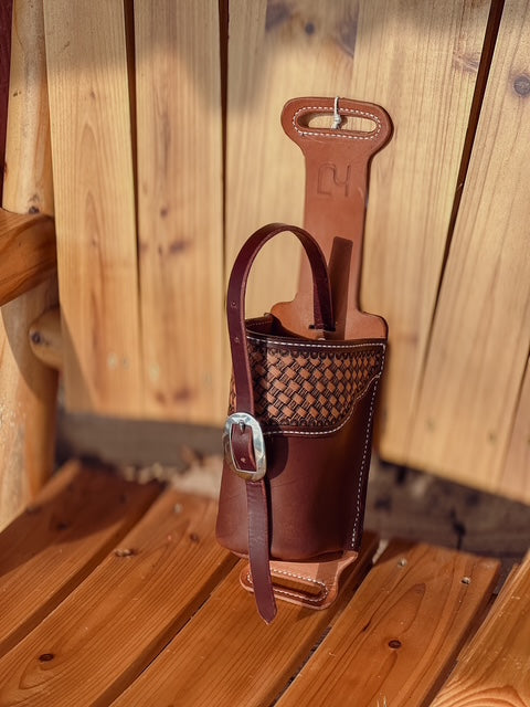 HJ Tooled Back Cinch Water Bottle Holder