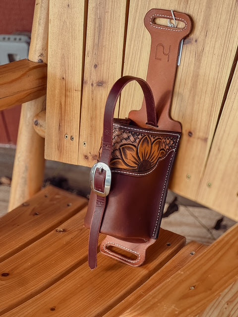 HJ Tooled Back Cinch Water Bottle Holder