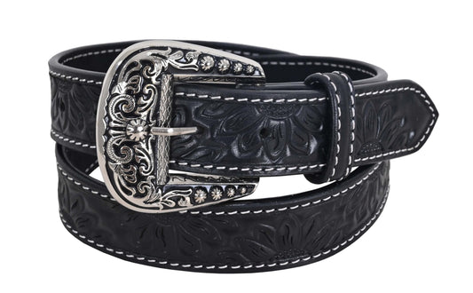 Rafter T Ranch Black Tooled Belt