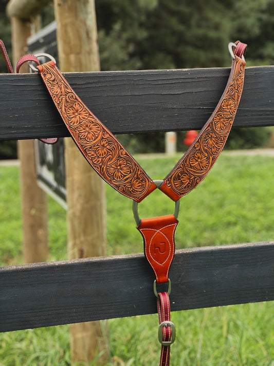 HJ Tooled Leather Breast Collar