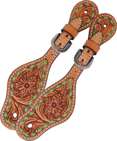 Rafter T Ranch Kids Green Laced Spur Straps