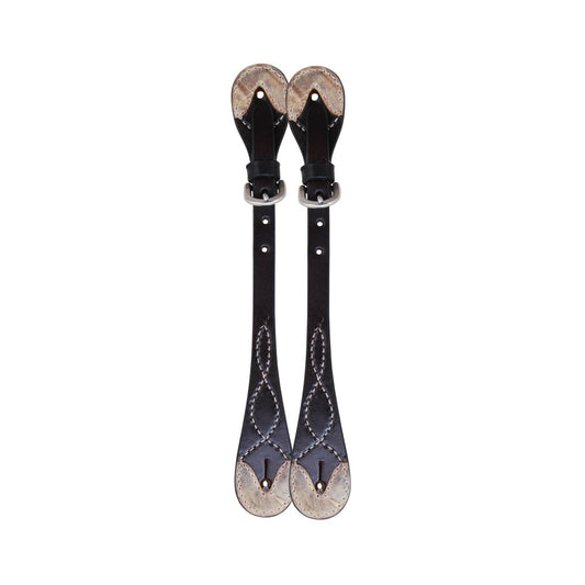 Oxbow Fancy Stitch Rawhide Tip Chocolate Spur Straps