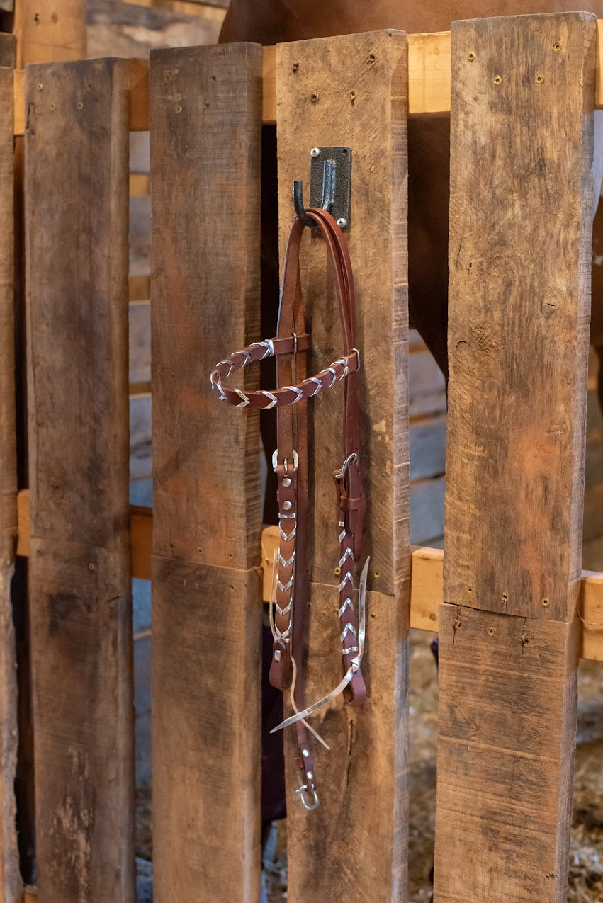 Rafter T Ranch Browband With Silver Plait Headstall