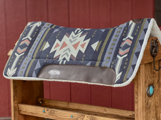 Weaver All Purpose Contoured Fleece Saddle Pad 32" X 32" -  Santa Fe Navy/off White